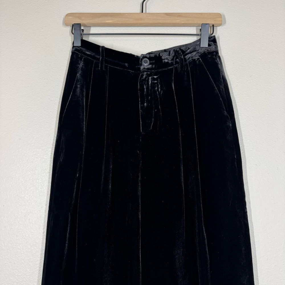 New Cami NYC Rylie Wide Leg Pants Black Velvet Pleated Trousers Size 0 - Picture 2 of 9